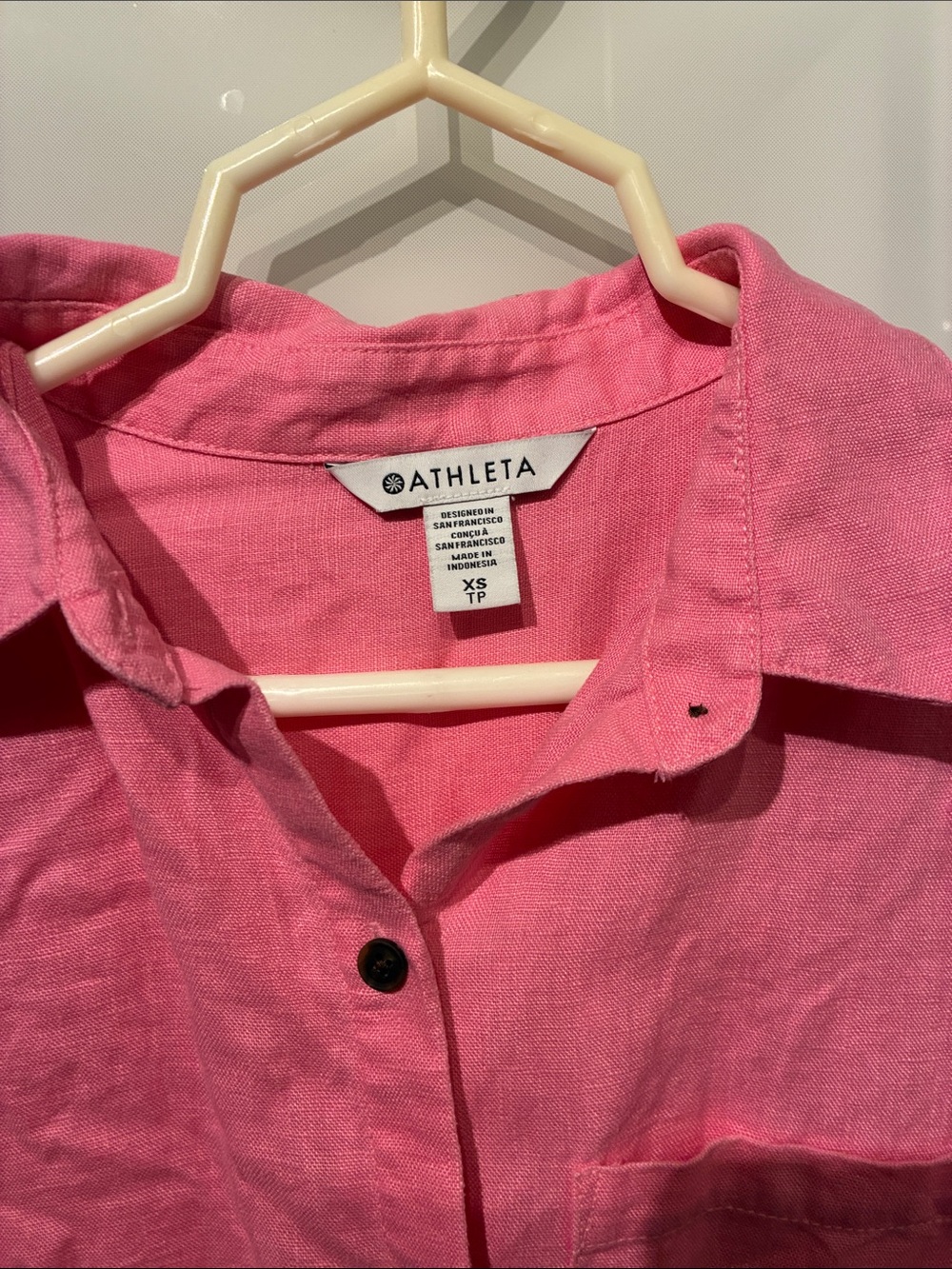 Athleta Bright Pink Collared Button-Down Shirt
